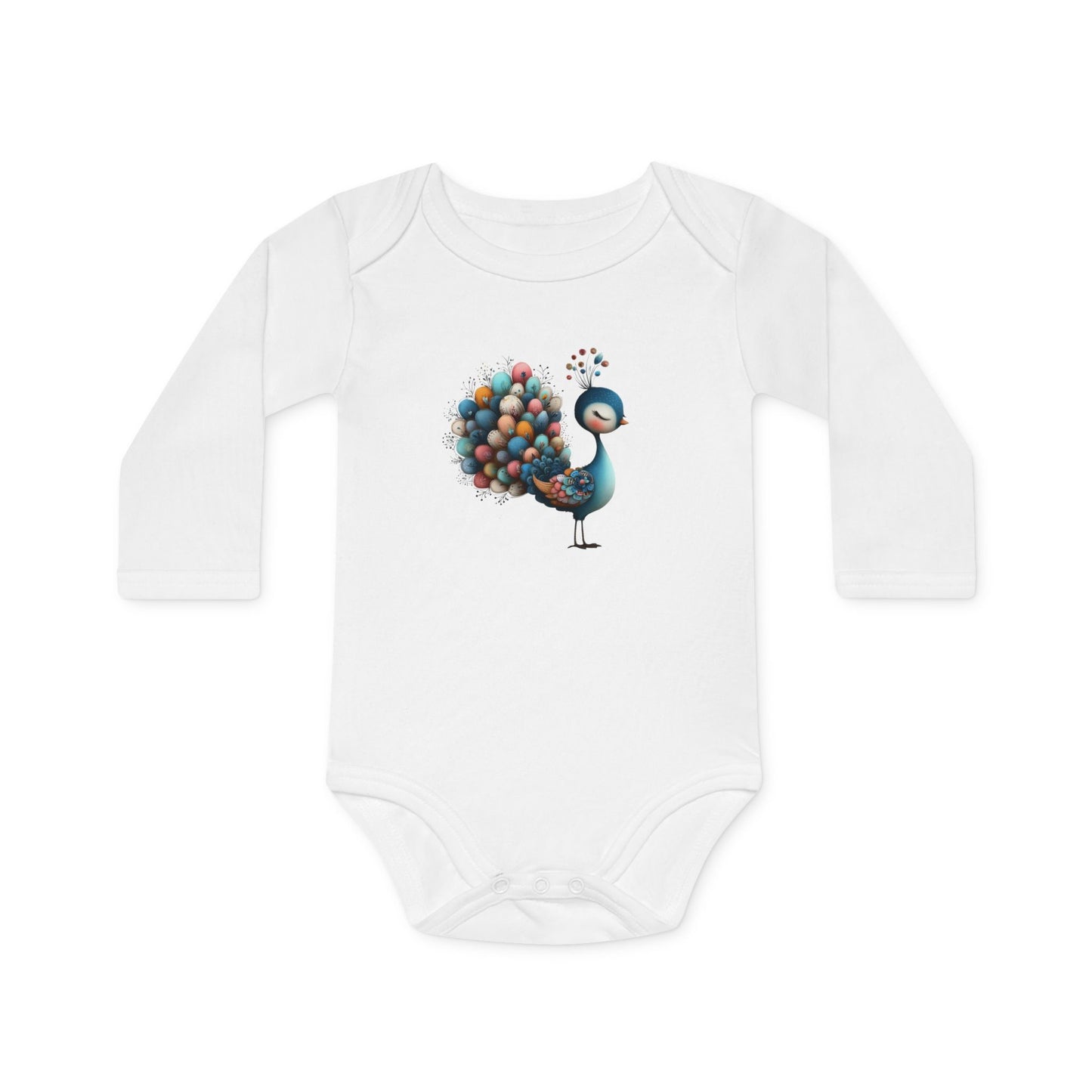 Whimsical Peacock Baby grow (long Sleeve)