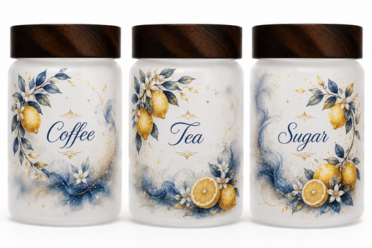 Lemon Themed Coffee, Tea & Sugar Containers