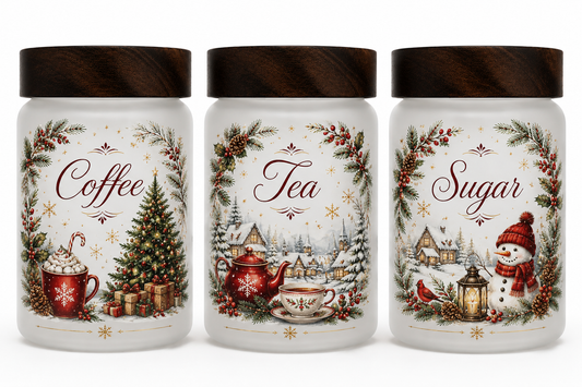 Christmas Themed Coffee, Tea & Sugar Containers