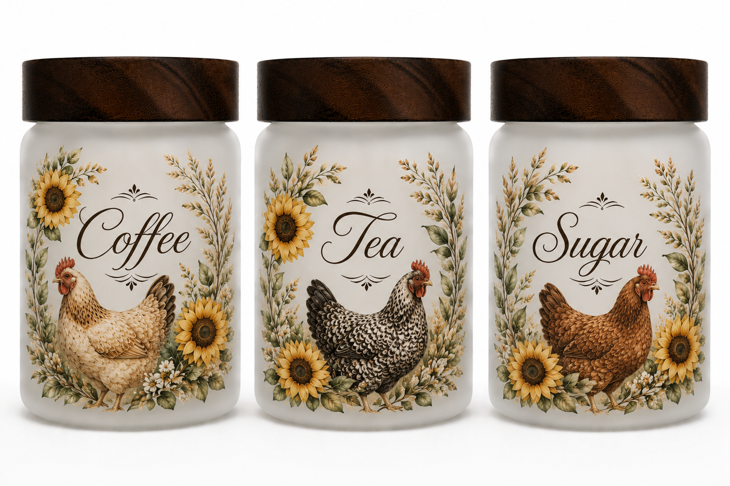 Chicken Themed Coffee, Tea & Sugar Containers