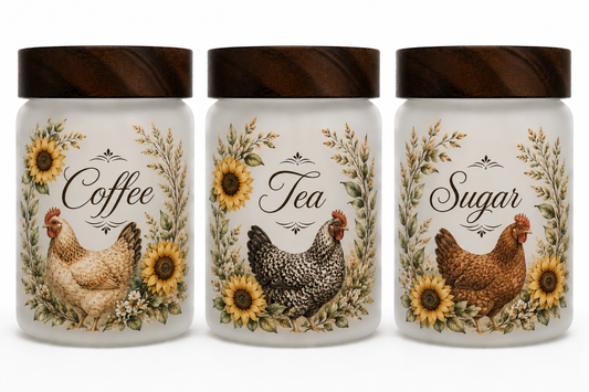 Chicken Themed Coffee, Tea & Sugar Containers