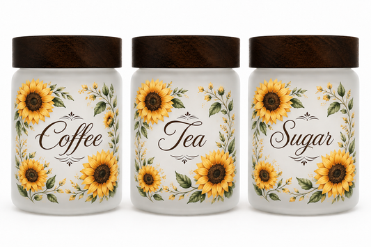Sunflower Themed Coffee, Tea & Sugar Containers
